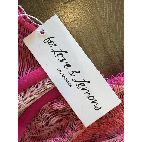 NWT For Love & Lemons Hot Pink Butterfly Lace Mesh Underwire Bra Women’s 34D NEW - Picture 8 of 16